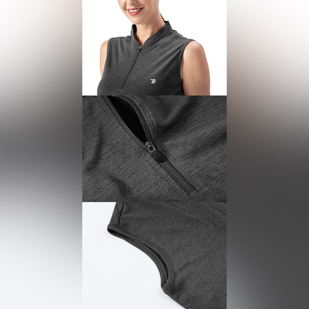 NWT Women's Athletic Top 1/4 Zip Collarless Dry Fit UPF 50+ - Picture 4 of 6